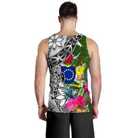 Cook Islands Custom Personalised Men's Tank Top White - Turtle Plumeria Banana Leaf - Polynesian Pride