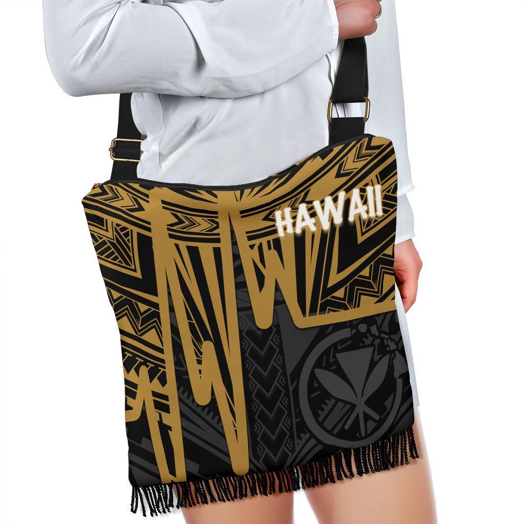 Hawaii Boho Handbag - Kanaka Maoli With Polynesian Pattern In Heartbeat Style (Gold) One Style One Size Gold - Polynesian Pride