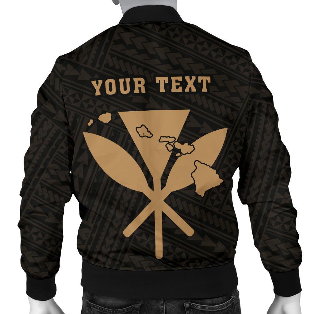 Hawaii Kakau Polynesian Kanaka Map Personalized Men's Bomber Jacket - Gold - Polynesian Pride
