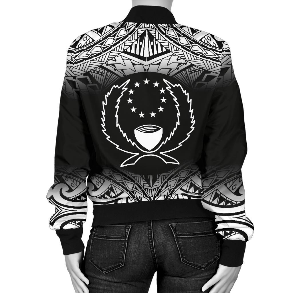 Pohnpei Women's Bomber Jacket - Fog Black Style - Polynesian Pride