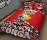 Tonga Polynesian Quilt Bed Set - Tonga Kingdom Coat Of Arms Red Version - Polynesian Pride