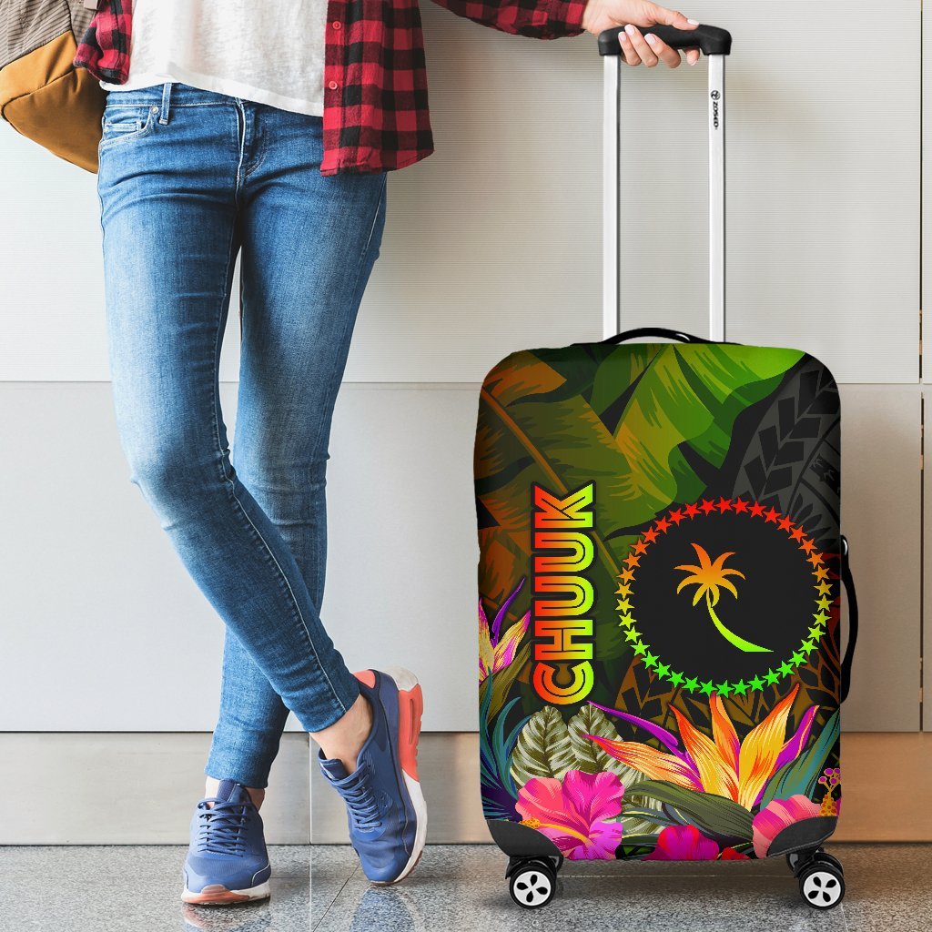 Chuuk Polynesian Luggage Covers - Hibiscus and Banana Leaves Reggae - Polynesian Pride