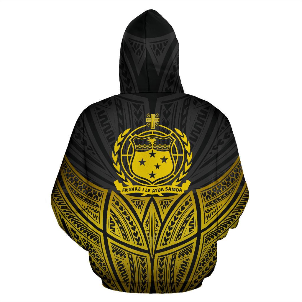 Samoa Polynesian Zip up Hoodie Gold Pride Map and Seal - Polynesian Pride