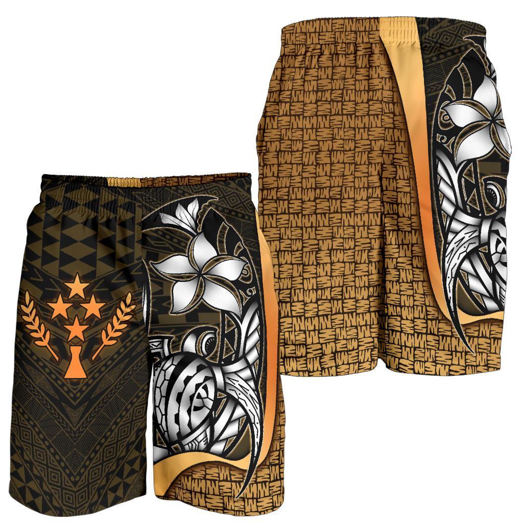 Kosrae Micronesian Men's Shorts Gold - Turtle With Hook - Polynesian Pride