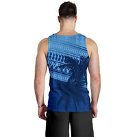 Fiji Rugby Makare And Tapa Patterns Men's Tank Top Blue - Polynesian Pride
