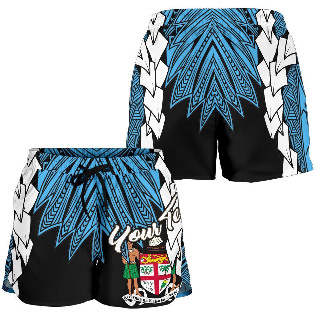 Fiji Polynesian Custom Personalised Women's Shorts - Tribal Wave Tattoo Flag Style - Polynesian Pride