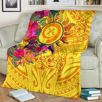 Polynesian Blankets - Vanuatu Symbols With Hibiscus - Polynesian Pride