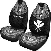 Hawaii Custom Personalised Car Seat Cover - Kanaka Maoli Polynesian Chief Tattoo Black Version - Polynesian Pride