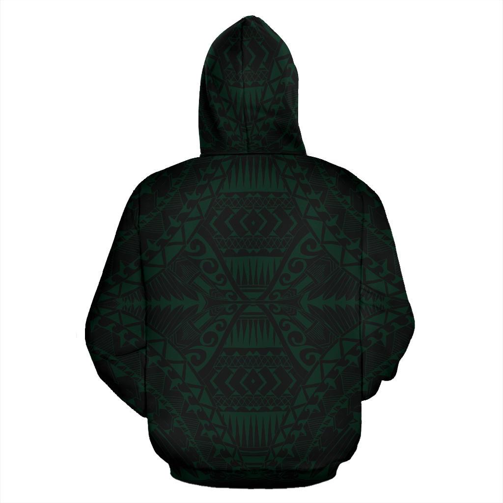 Hawaii Tattoo Zip up Hoodie Green - Polynesian Pride