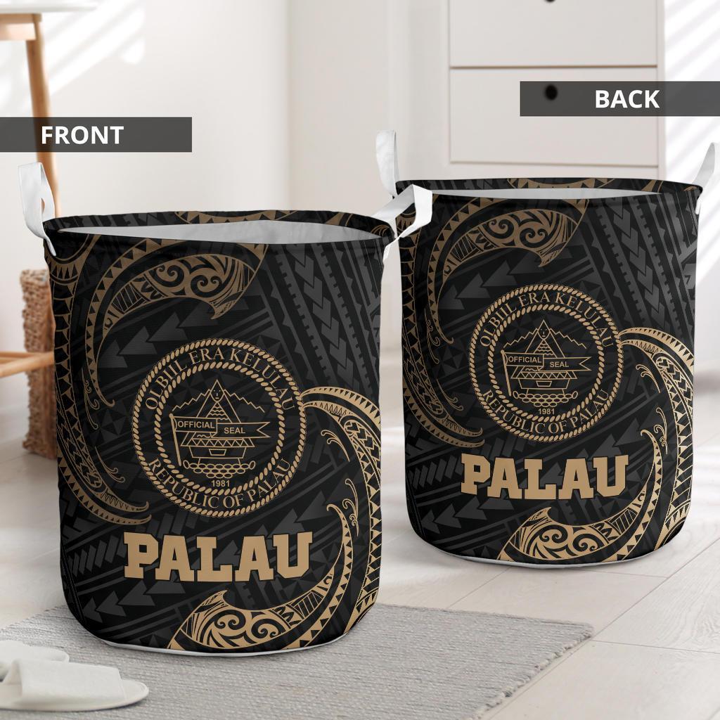 Palau Polynesian Laundry Basket - Gold Tribal Wave - Polynesian Pride