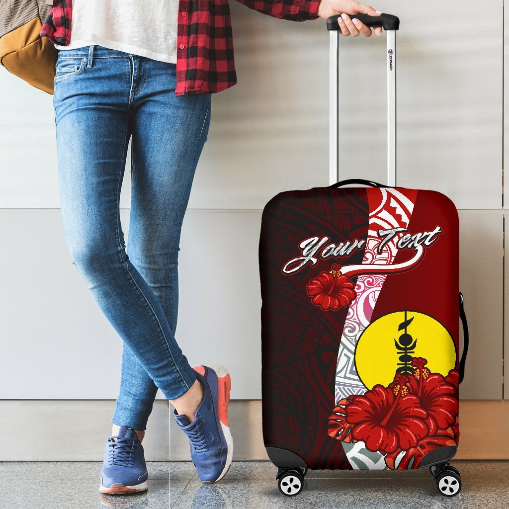 New Caledonia Polynesian Custom Personalised Luggage Covers - Coat Of Arm With Hibiscus - Polynesian Pride