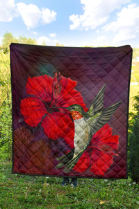 Hibiscus Hummingbird Premium Quilt - Polynesian Pride