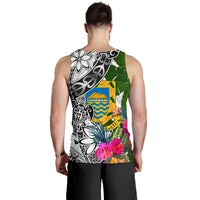 Tuvalu Men's Tank Top White - Turtle Plumeria Banana Leaf - Polynesian Pride