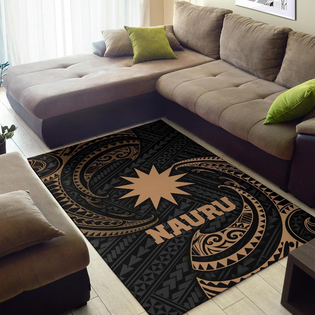 Nauru Polynesian Area Rug - Gold Tribal Wave - Polynesian Pride