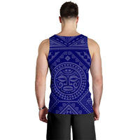 Guam Personalised Men's Tank Top - Guam Seal With Polynesian Tattoo Style (Blue) - Polynesian Pride