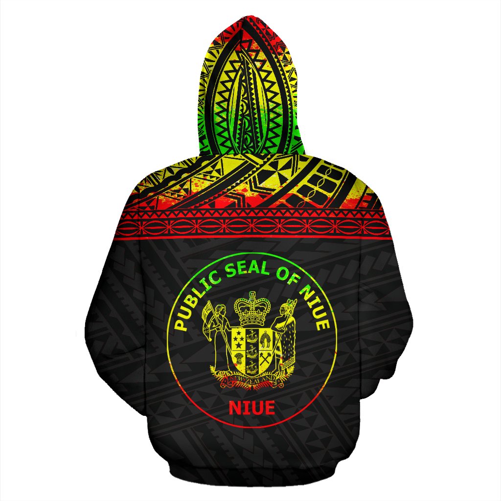 Niue Polynesian Custom Zip up Hoodie Horizontal Reggae - Polynesian Pride