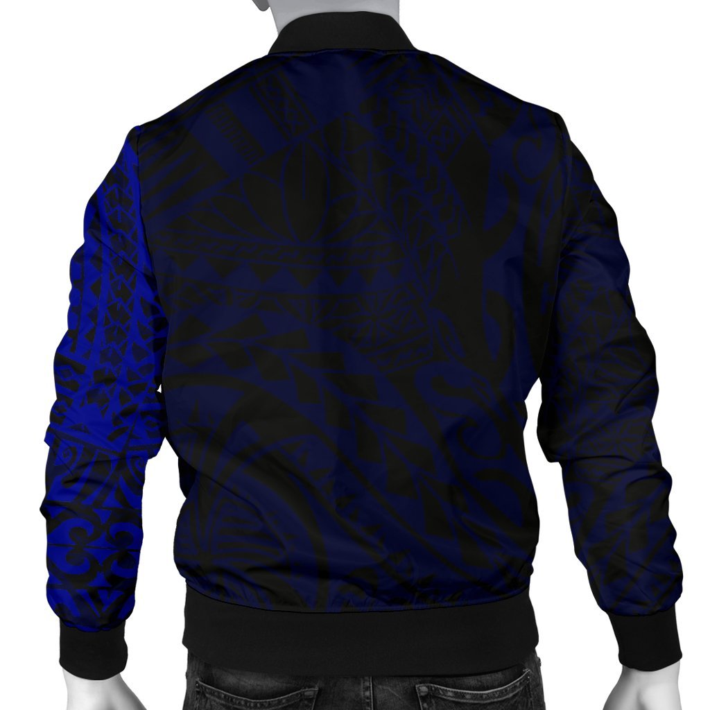 Polynesian Tattoo Style Men's Bomber Jacket Blue 2 - Polynesian Pride