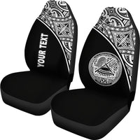 American Samoa Custom Personalised Car Seat Covers - American Samoa Seal Polynesian White Curve - Polynesian Pride