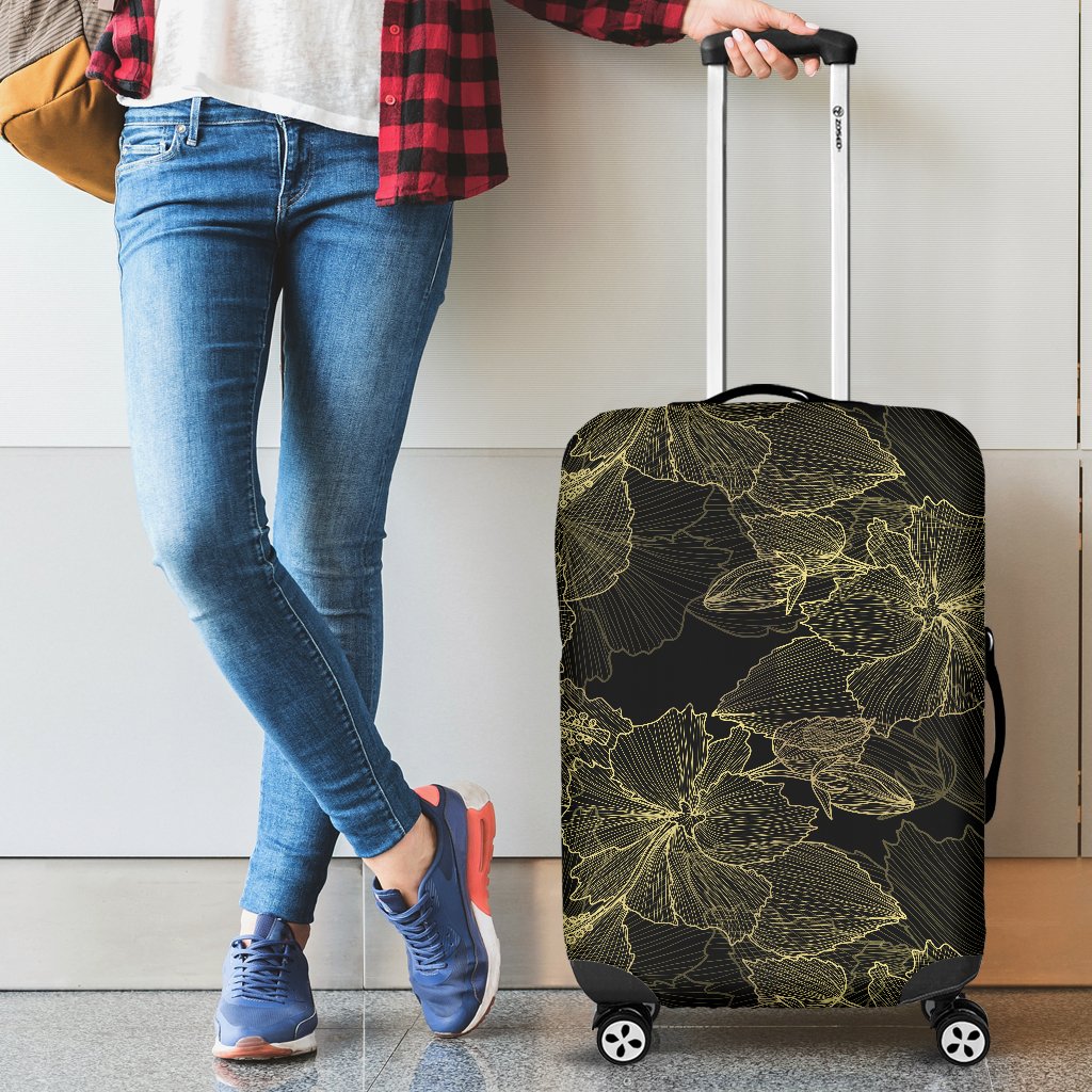 Hibiscus Luggage Cover 10 Black - Polynesian Pride