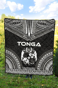 Tonga Premium Quilt - Tonga Coat Of Arms Polynesian Chief Black Version - Polynesian Pride