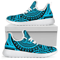 American Samoa Polynesian Tattoo Mesh Knit Sneakers Blue - Polynesian Pride