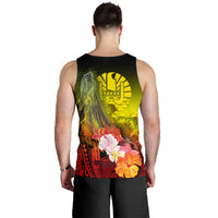 Tahiti Custom Personalised Men's Tank Top - Humpback Whale with Tropical Flowers (Yellow) - Polynesian Pride