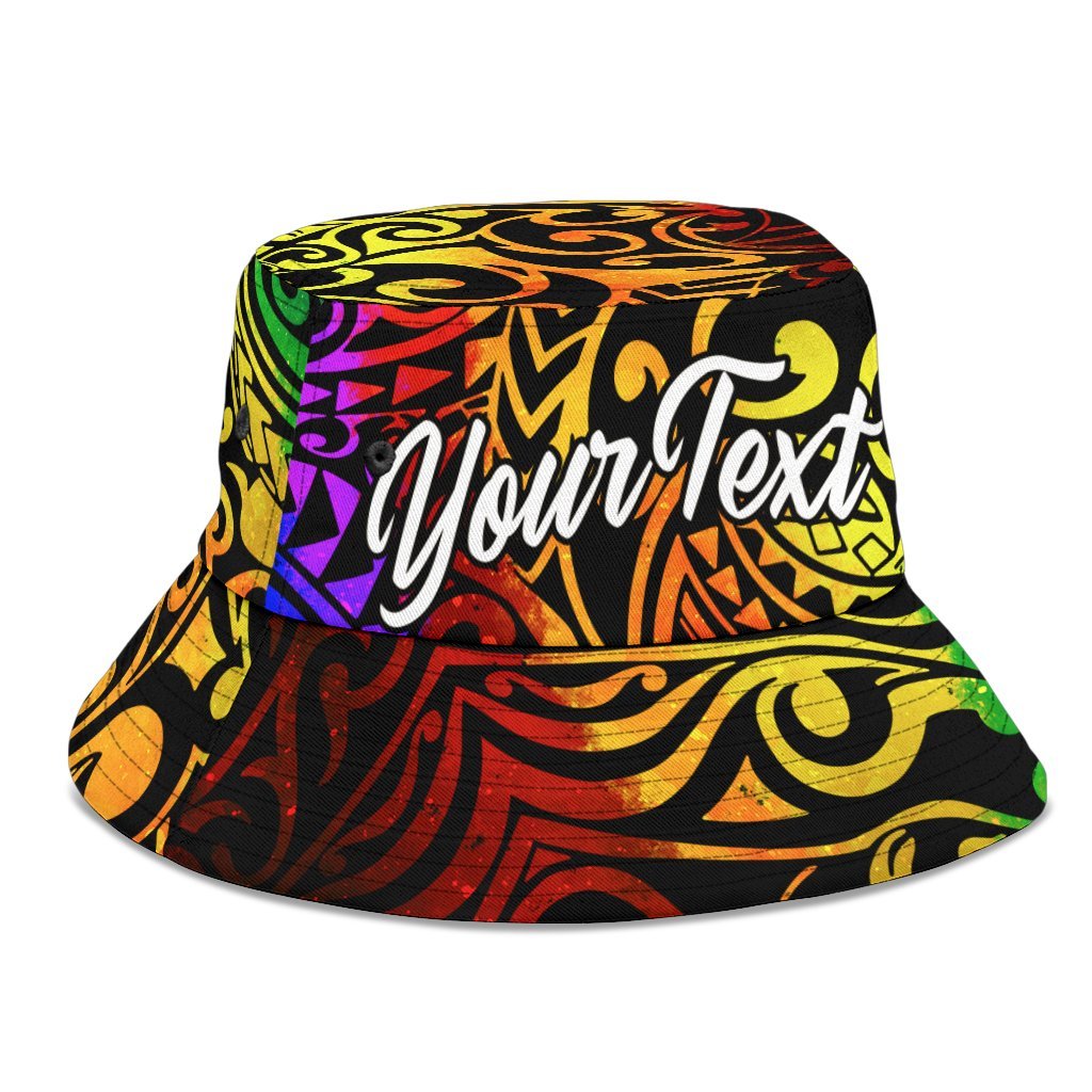 Palau Custom Personalised Bucket Hat - Rainbow Polynesian Pattern - Polynesian Pride