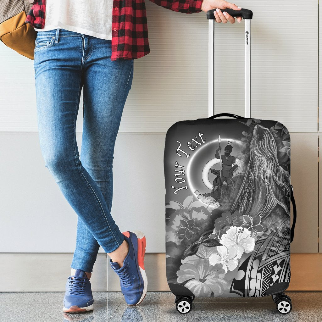 Vanuatu Custom Personalised Luggage Covers - Humpback Whale with Tropical Flowers (White) White - Polynesian Pride