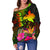 Papua New Guinea Polynesian Women's Off Shoulder Sweater - Hibiscus and Banana Leaves - Polynesian Pride