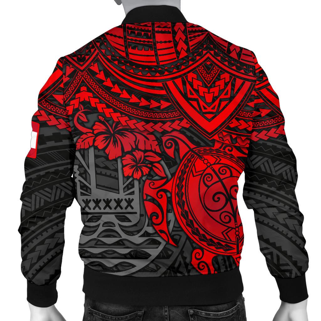 Tahiti Polynesian Bomber Jacket (Men) - Red Turtle - Polynesian Pride