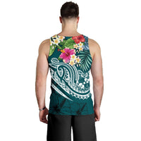 Tonga Polynesian Men's Tank Top - Summer Plumeria (Turquoise) - Polynesian Pride