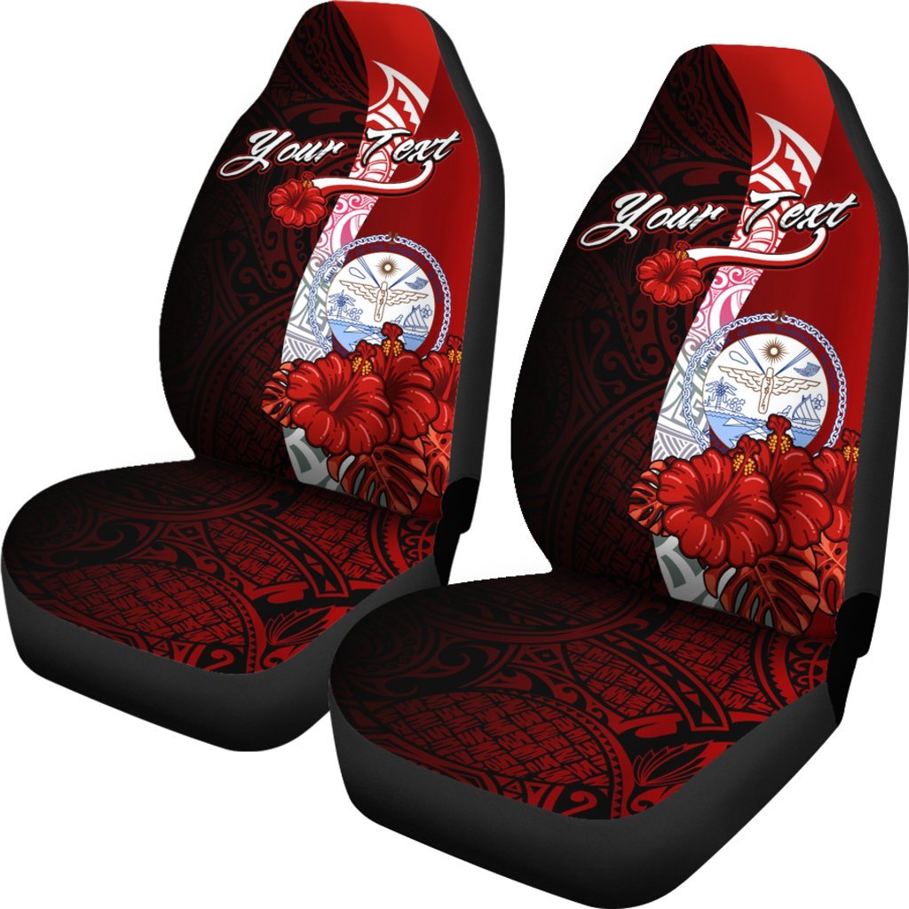 Marshall Islands Polynesian Custom Personalised Car Seat Covers - Coat Of Arm With Hibiscus - Polynesian Pride