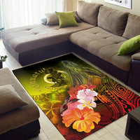 Vanuatu Area Rug - Humpback Whale with Tropical Flowers (Yellow) - Polynesian Pride