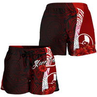 Yap Polynesian Custom Personalised Women's Shorts - Coat Of Arm With Hibiscus - Polynesian Pride