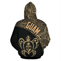 Guam Zip up Hoodie Guam Coat of Arm In Turtle Polynesian Tattoo - Polynesian Pride