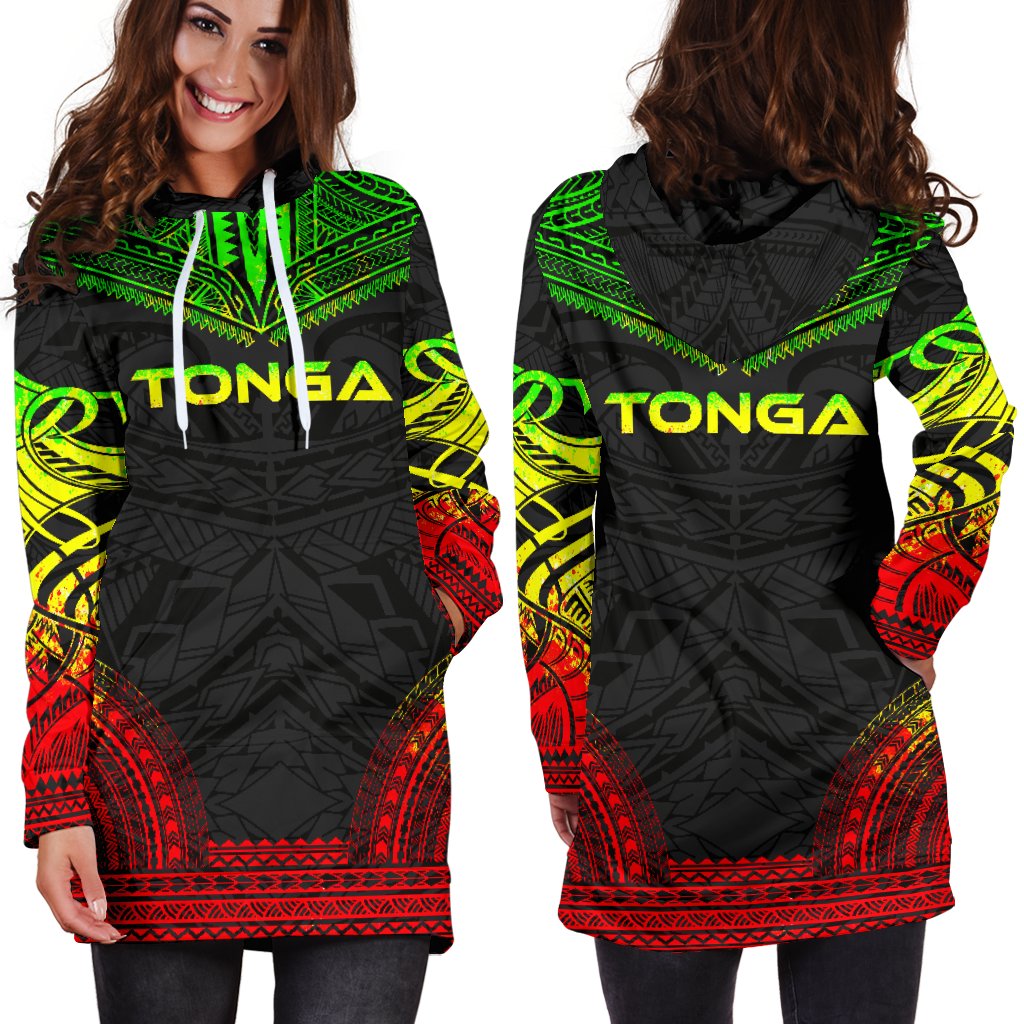 Tonga Women's Hoodie Dress - Polynesian Reggae Chief - Polynesian Pride