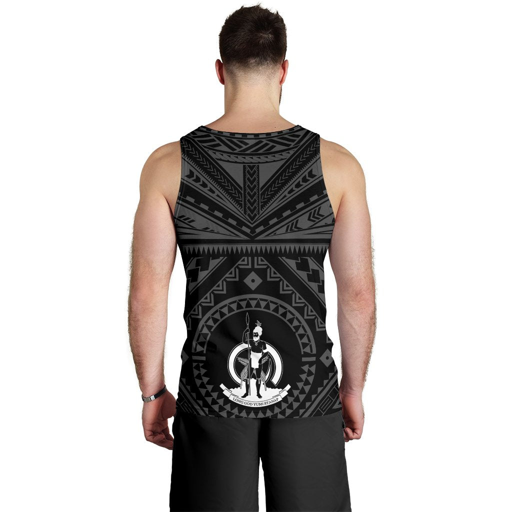 Vanuatu Personalised Men's Tank Top - Vanuatu Seal With Polynesian Tattoo Style - Polynesian Pride