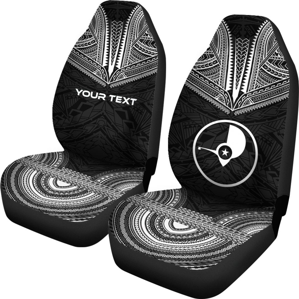 Yap Custom Personalised Car Seat Cover - Yap Flag Polynesian Chief Tattoo Black Version - Polynesian Pride