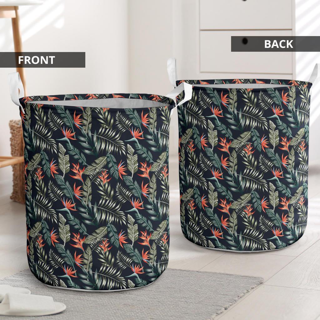 Tropical Strelitzia Black Hawaii Laundry Basket - Polynesian Pride