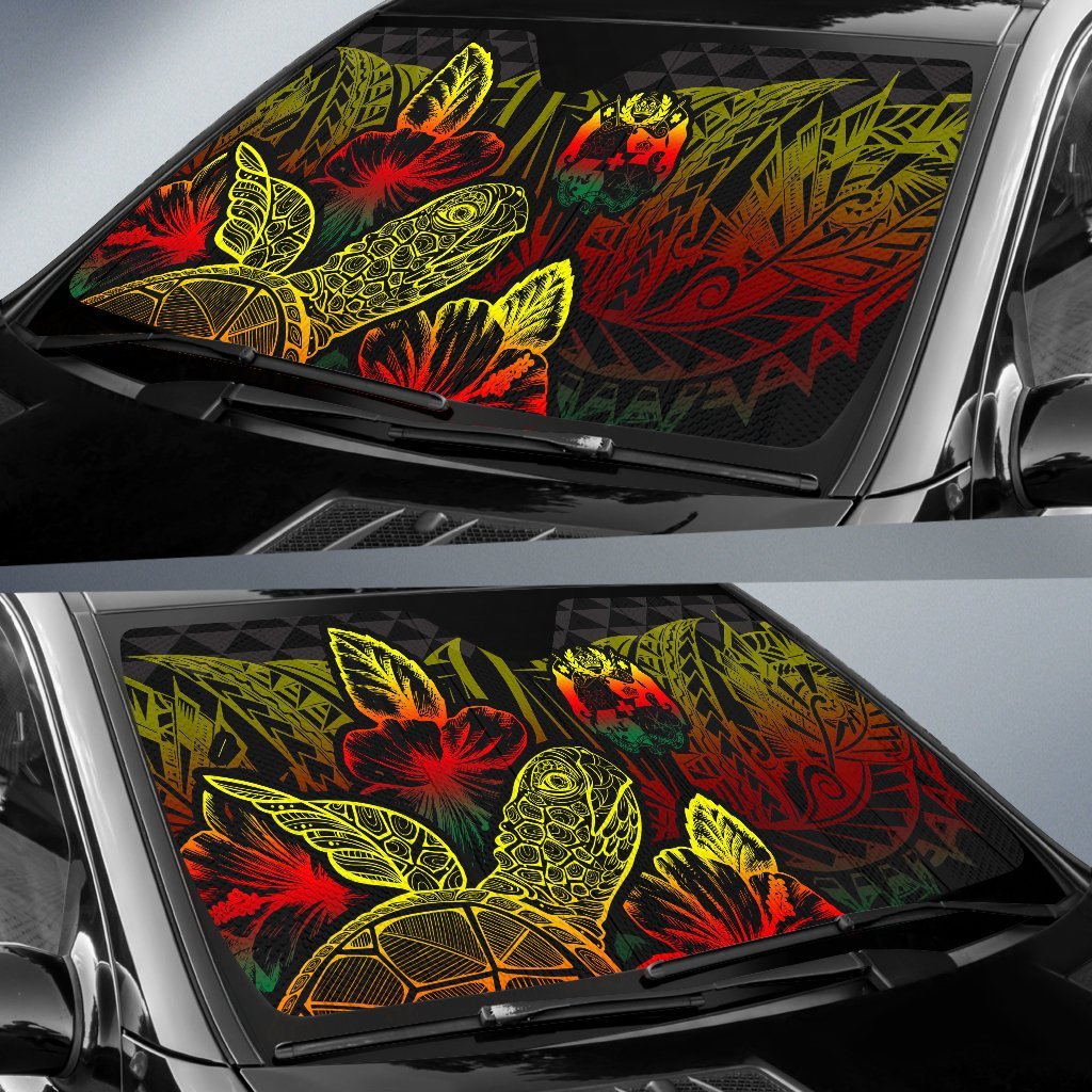 Tonga Auto Sun Shades Turtle Hibiscus Reggae - Polynesian Pride