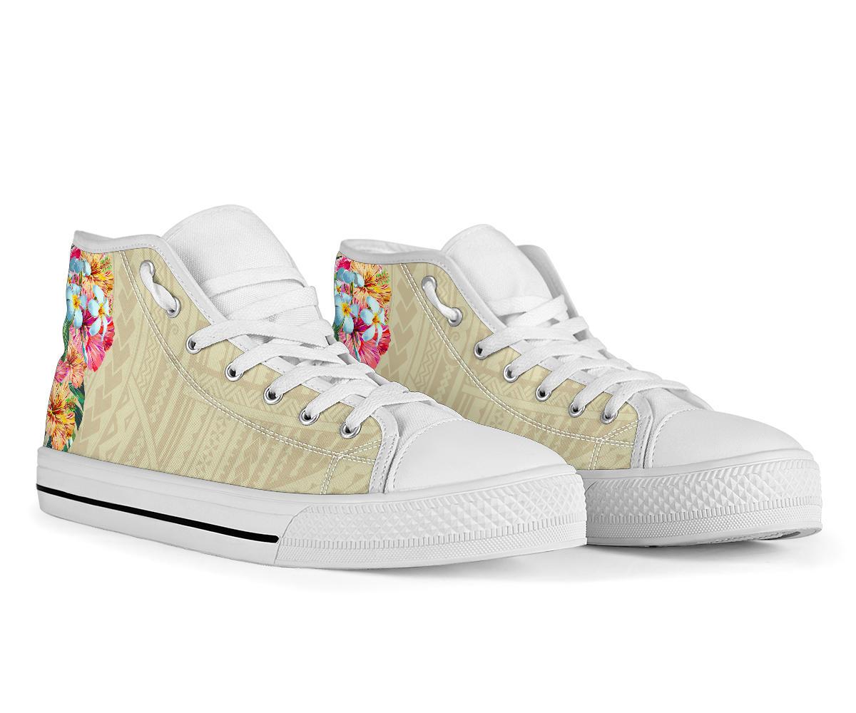 Hawaii Polynesian Flowers Swimming Turtles High Top Shoe - Polynesian Pride