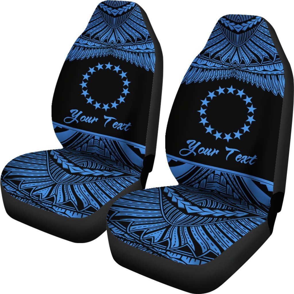 Cook Islands Polynesian Custom Personalised Car Seat Covers - Pride Blue Version - Polynesian Pride