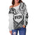 Fiji Rugby Women Off Shoulder Sweater Polynesian Waves Style - Polynesian Pride