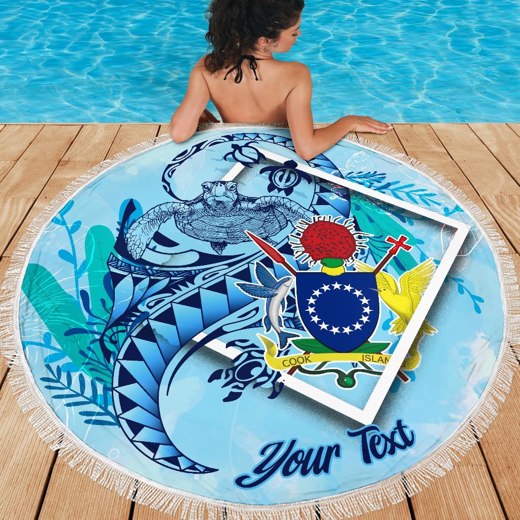 Cook Islands Beach Blanket - Custom Personalised Turtle Under The Sea Style - Polynesian Pride