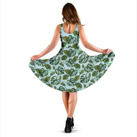 Hawaii Tropical Flowers Monstera Leaf Midi Dress - Polynesian Pride