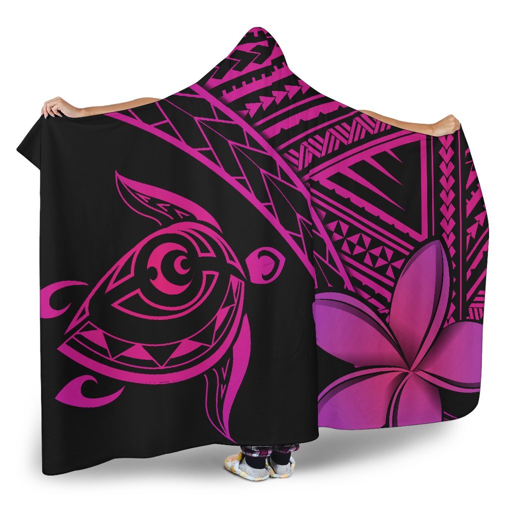 hawaiiHooded Blanket - Hawaii Turtle Plumeria Pink - Polynesian Pride
