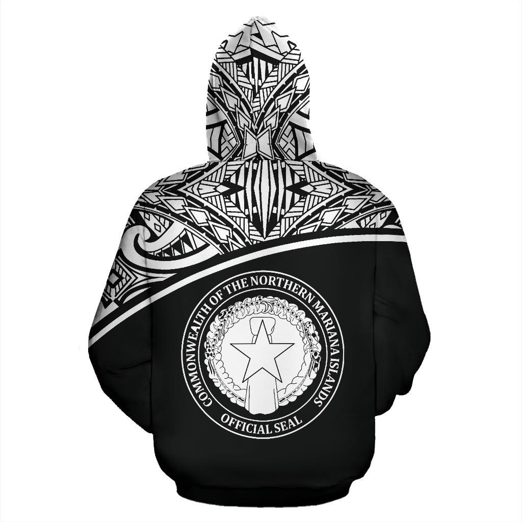 Northern Mariana Islands Polynesian All Over Custom Zip up Hoodie Black Curve Version - Polynesian Pride