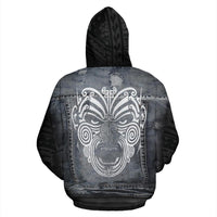 Maori Moko Warface 3D Denim Hoodie - Polynesian Pride