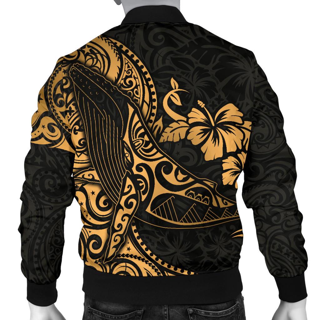 Polynesian Hawaii Men's Bomber Jacket - Polynesian Golden Humpback Whale - Polynesian Pride