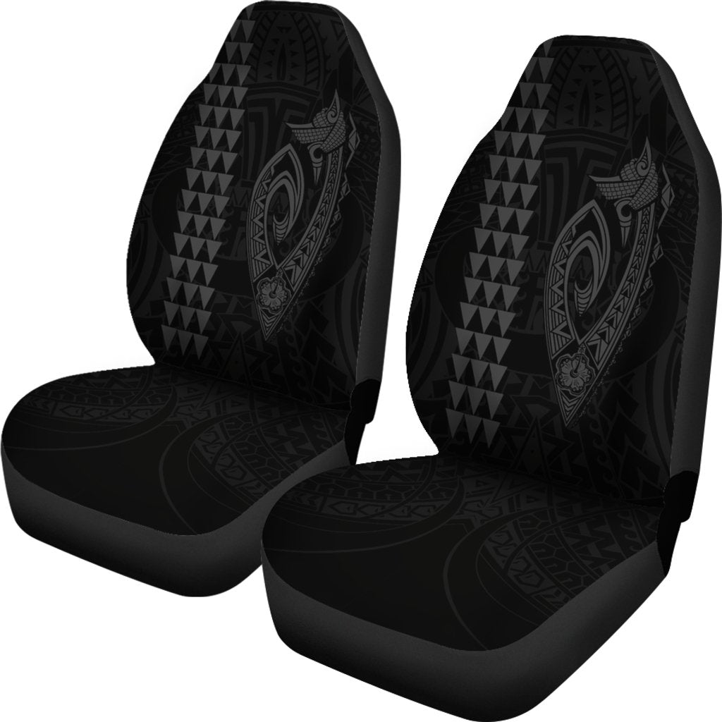 Hawaii Kakau Makau Fish Hook Polynesian Car Seat Covers - Grey Universal Fit Grey - Polynesian Pride
